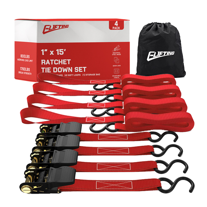 1″ x 15″ Ratchet Tie-Down Set (4-Pack)