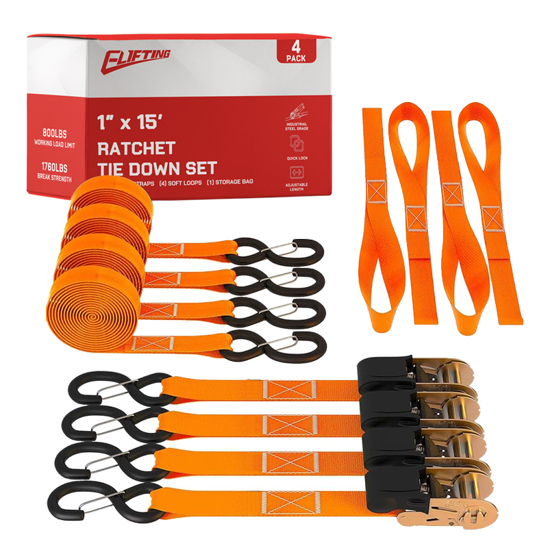 1″ x 15 "ชุดผูกลงในวงล้อพร้อมลูปนุ่ม (4-pack)